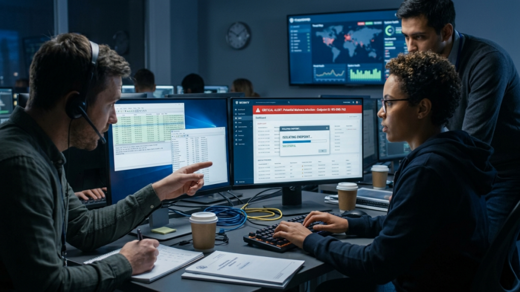The IT team responds to the isolation of endpoints in the event of a security incident. 2